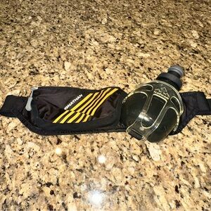 Nathan Black and Yellow Running Belt with Bottle